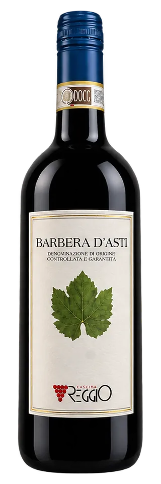 Bottiglia di Barbera d'Asti DOCG biologica di Cascina Reggio, prodotta a Castelnuovo Calcea